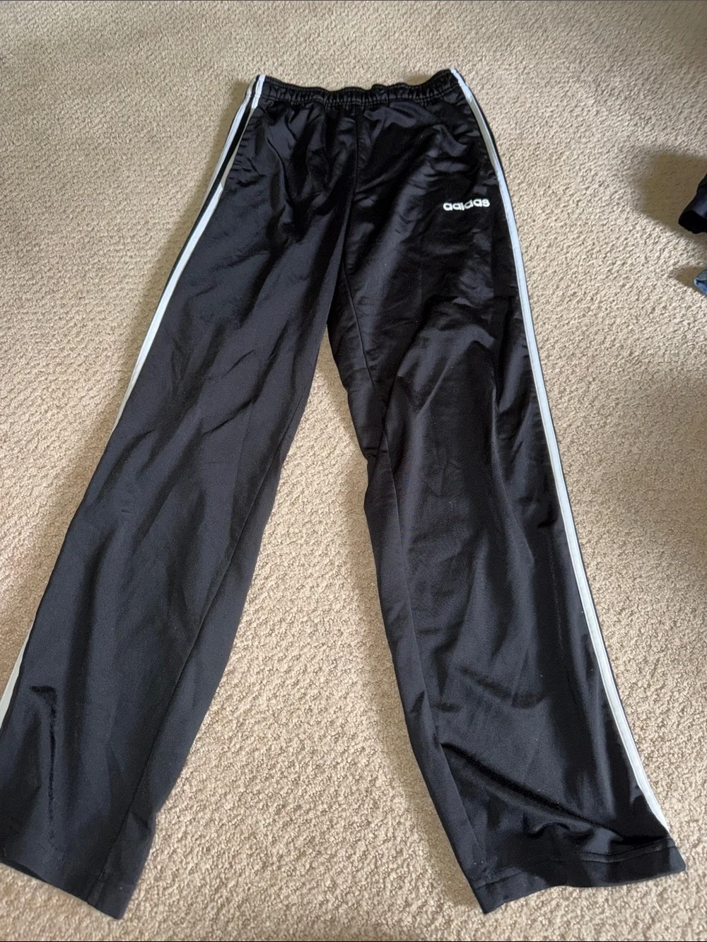 adidas Black Track Pants with White Side Stripes